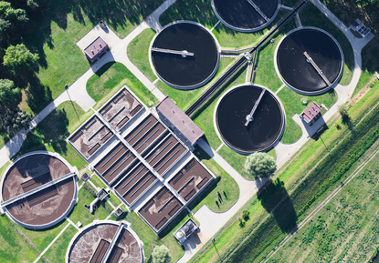 aerial view of Opole city sewage treatment plant